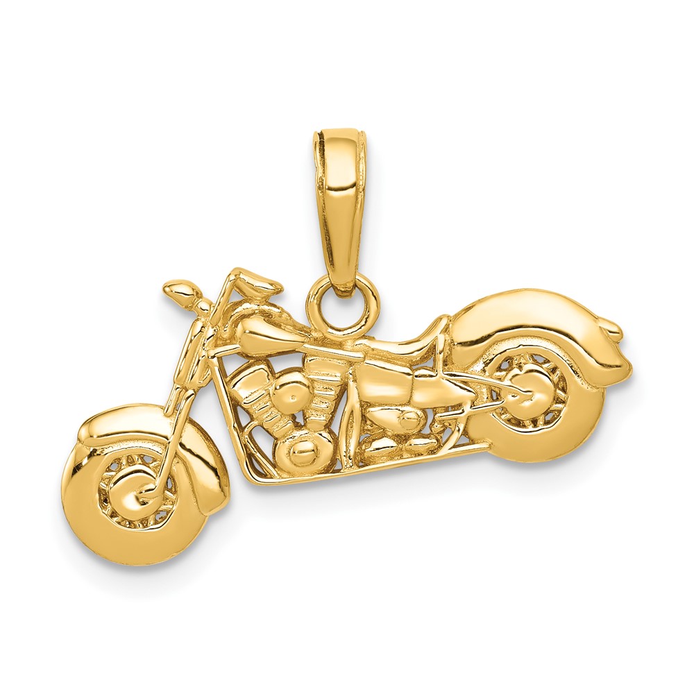 10K5411.jpg 10K Gold Polished Textured 3-D Motorcycle Pendant - Image 1