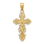 10K Gold Polished Crucifix w/lace Trim Pendant