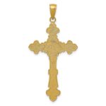 10K Polished Textured INRI Crucifix Fleur de Lis Pendant - Image 4