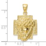 10K Gold Polished 2-D Large Jesus Head with Crown Pendant - Image 3