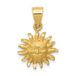 10k Satin Diamond-cut Sun Pendant