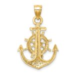 10k Satin Diamond-cut Anchor Pendant - Image 4