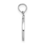 10K White Gold Polished D Script Initial Charm - Image 2