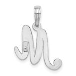10K White Gold Polished M Script Initial Charm - Image 4