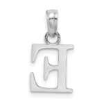 10K White Gold Polished E Block Initial Charm - Image 4