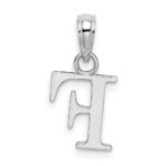 10K White Gold Polished F Block Initial Charm - Image 4