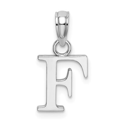 10K White Gold Polished F Block Initial Charm