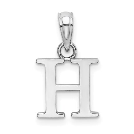 10K White Gold Polished H Block Initial Charm