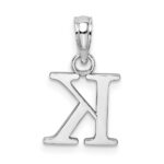 10K White Gold Polished K Block Initial Charm - Image 4