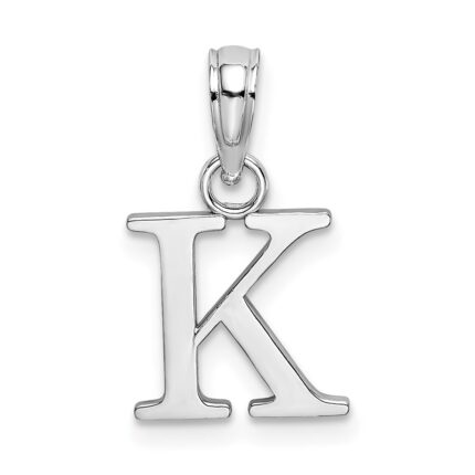 10K White Gold Polished K Block Initial Charm