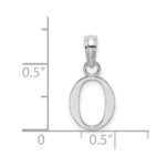 10K White Gold Polished O Block Initial Charm - Image 3