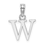 10K White Gold Polished W Block Initial Charm