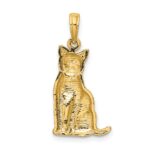 10K Textured Sitting Cat Charm - Image 4