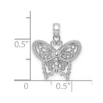 10K White Gold Polished Butterfly Charm - Image 3