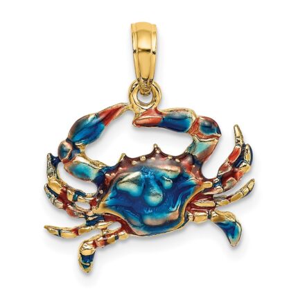 10K 2-D Blue Enamel Crab Charm