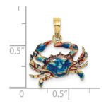 10K 2-D Blue Enamel Crab Charm - Image 3
