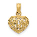 10K 3-D and D/C Mini Puffed Heart Charm - Image 4