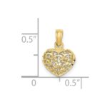 10K 3-D and D/C Mini Puffed Heart Charm - Image 3