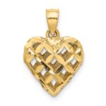 10K 3-D Diamond-cut Filigree Puffed Heart Charm - Image 4