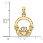 10K Polished Textured Round Claddagh Charm - Image 3