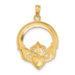10K Polished Large Claddagh Heart Charm - Image 4