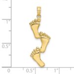 10K Polished Triple Vertical Feet Charm - Image 3