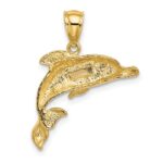 10K 2-D Polished and Engraved Dolphin Charm - Image 4