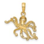 10K 2-D and Textured Octopus Charm - Image 4