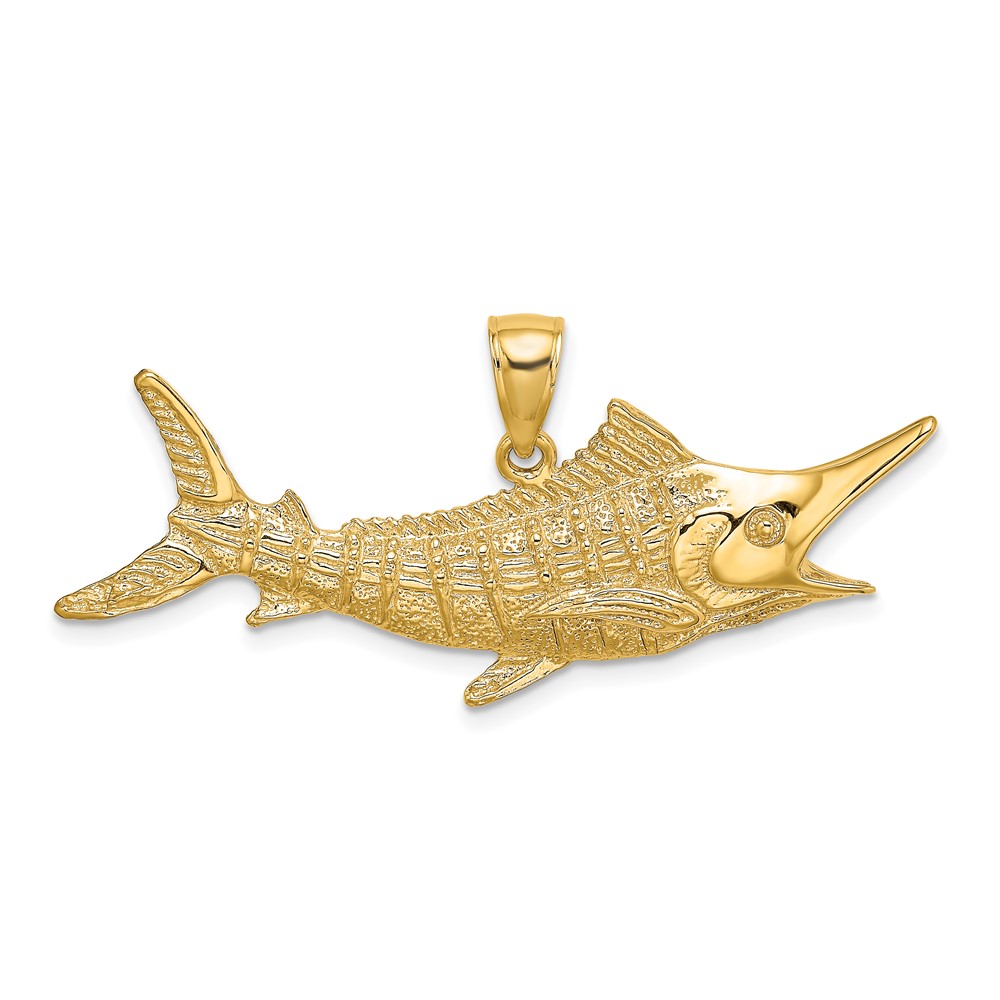 10K7442.jpg 10K 2-D Textured Marlin Fish Charm - Image 1
