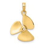 10K 3-D Polished Three Blade Propeller Charm