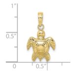 10K 2-D Textured Sea Turtle Charm - Image 3