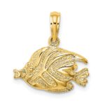 10K Polished Engraved Fish Charm