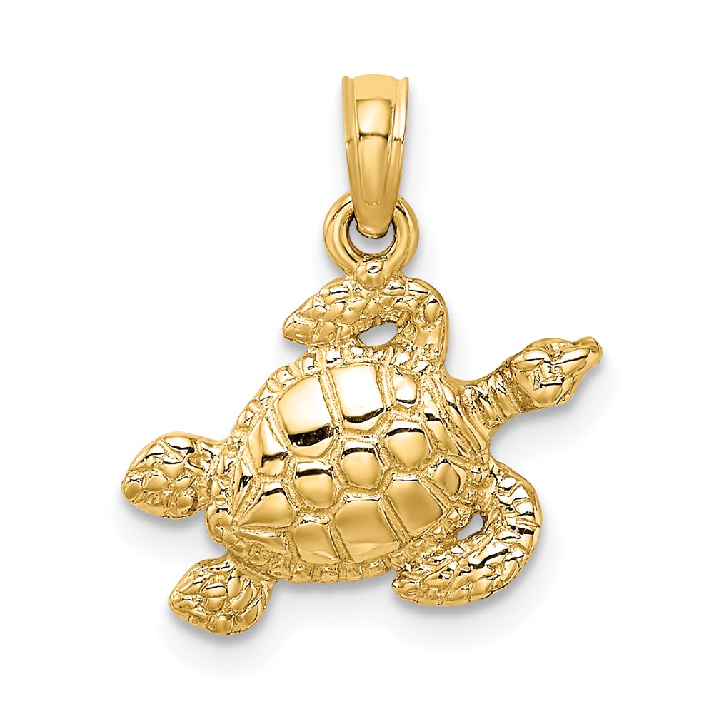 10K7696.jpg 10K Textured Sea Turtle Charm - Image 1