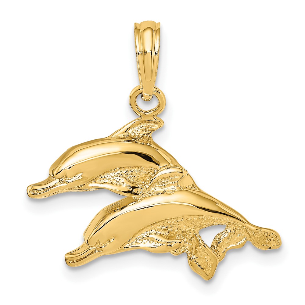 10K7712.jpg 10K 2-D Polished /Engraved Dolphins Charm - Image 1