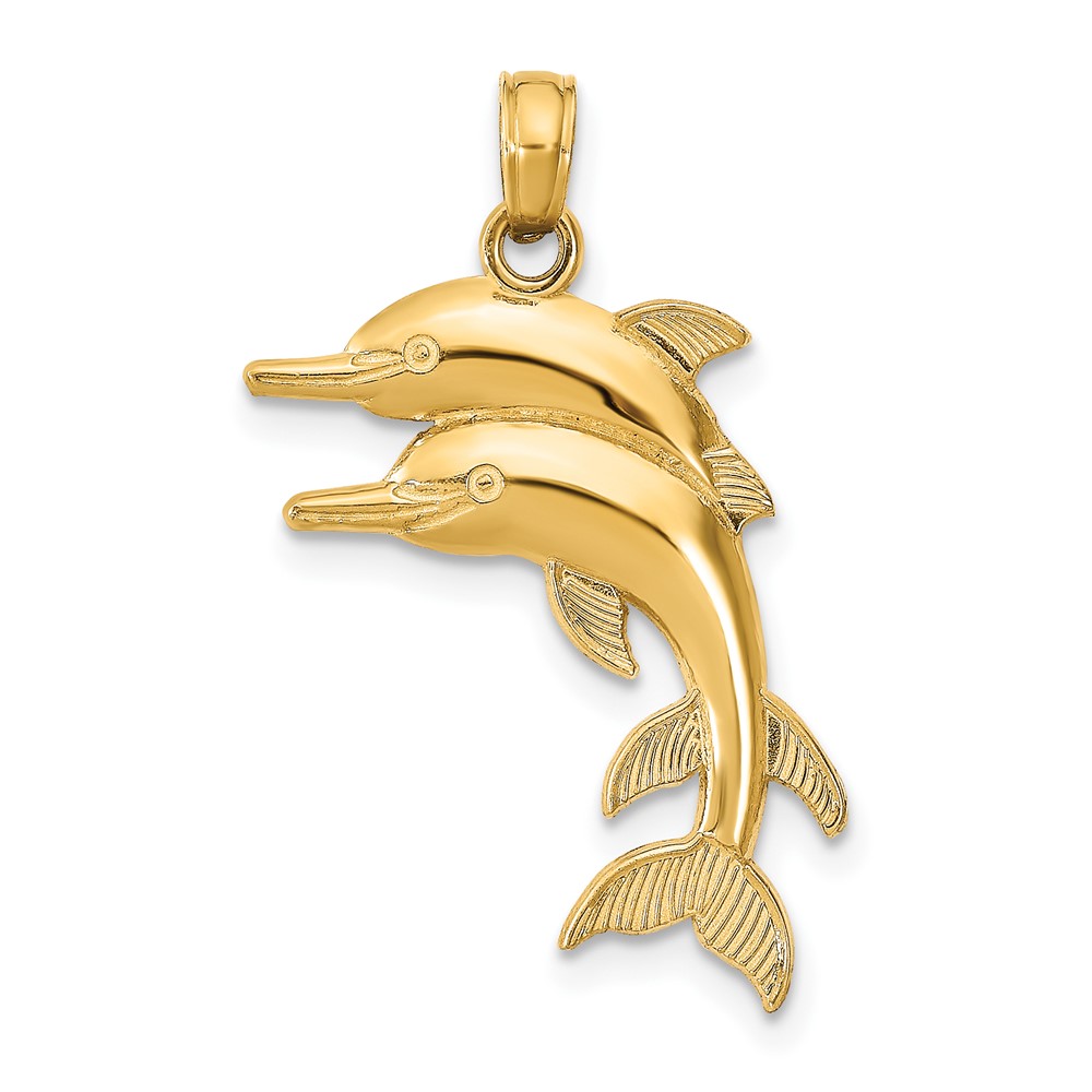 10K7757.jpg 10K 2-D Two Jumping Dolphins Charm - Image 1