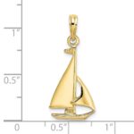 10K 2-D Polished Sailboat Charm - Image 3