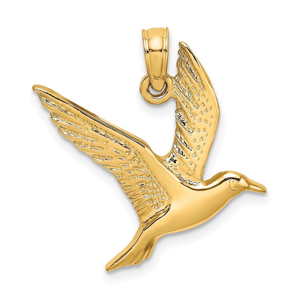 10K7866.jpg 10K Polished and 2-D Seagull Flying Charm - Image 1