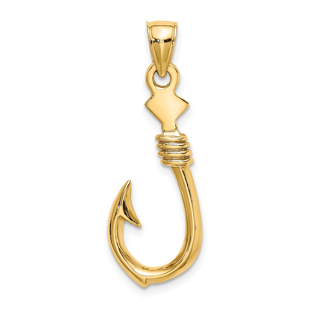10K7885.jpg 10K 3-D Large Fish Hook with Rope Charm - Image 1