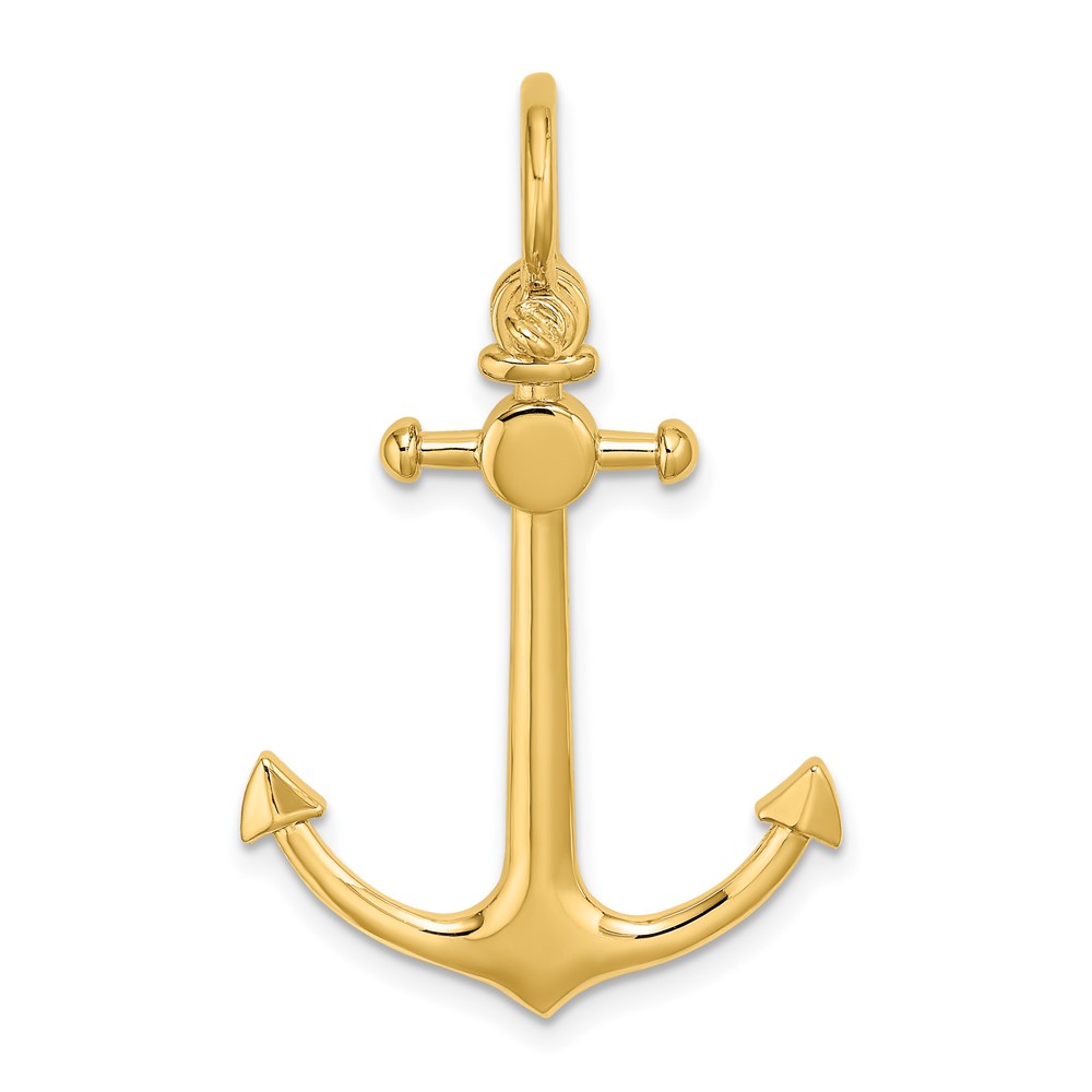 10K7972.jpg 10K 3-D Small Anchor w/ Shackle Bail Charm - Image 1
