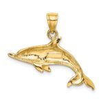 10K 2-D and Polished Swimming Dolphin Charm - Image 4