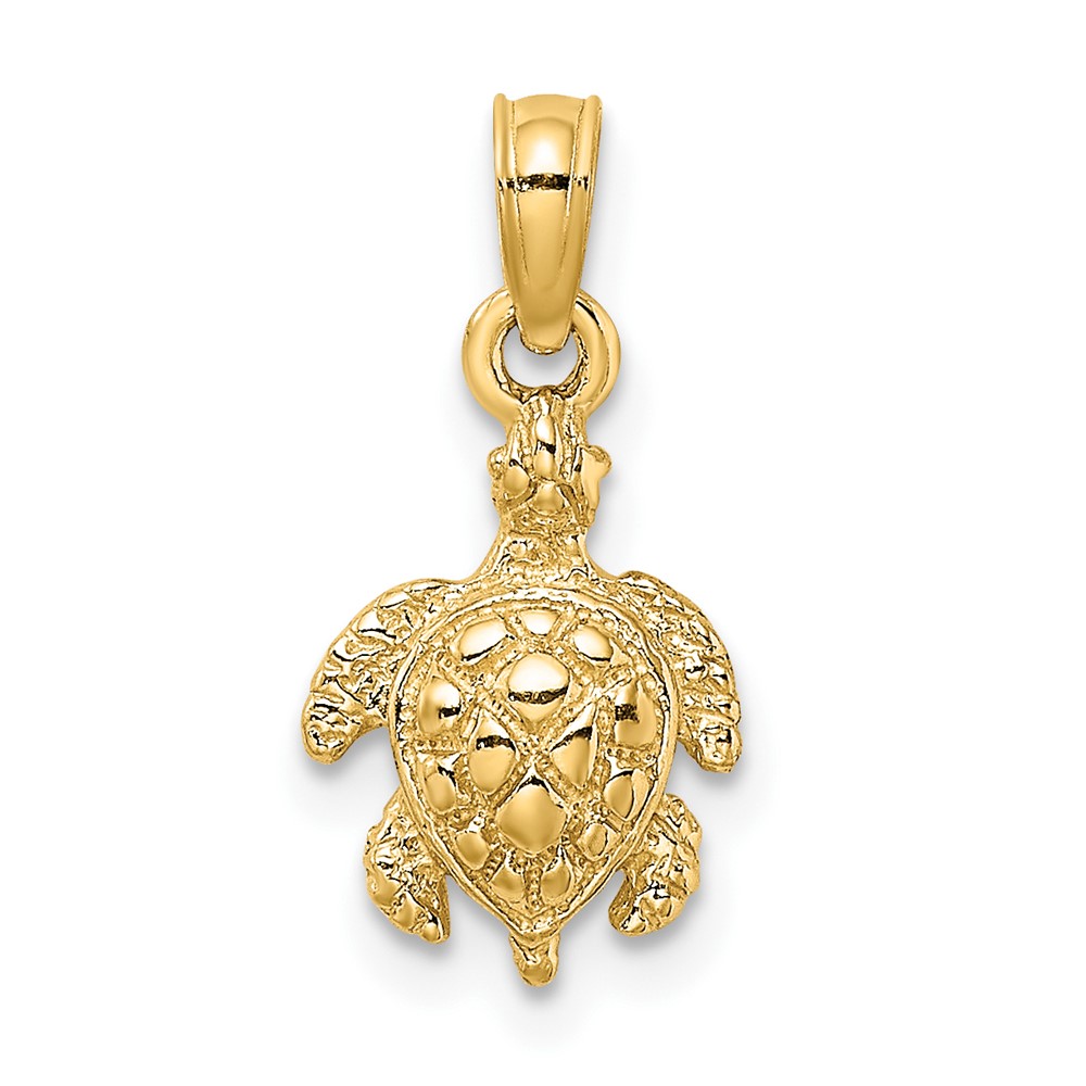 10K8123.jpg 10K 2-D and Textured Sea Turtle Charm - Image 1