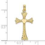 10K Polished and Engraved Cross W/ Heart Charm - Image 3