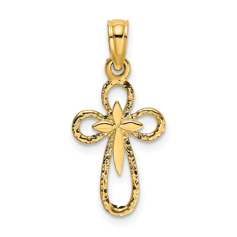 10K8338.jpg 10K Cut-Out Cross w/ Small Interior Cross Charm - Image 1