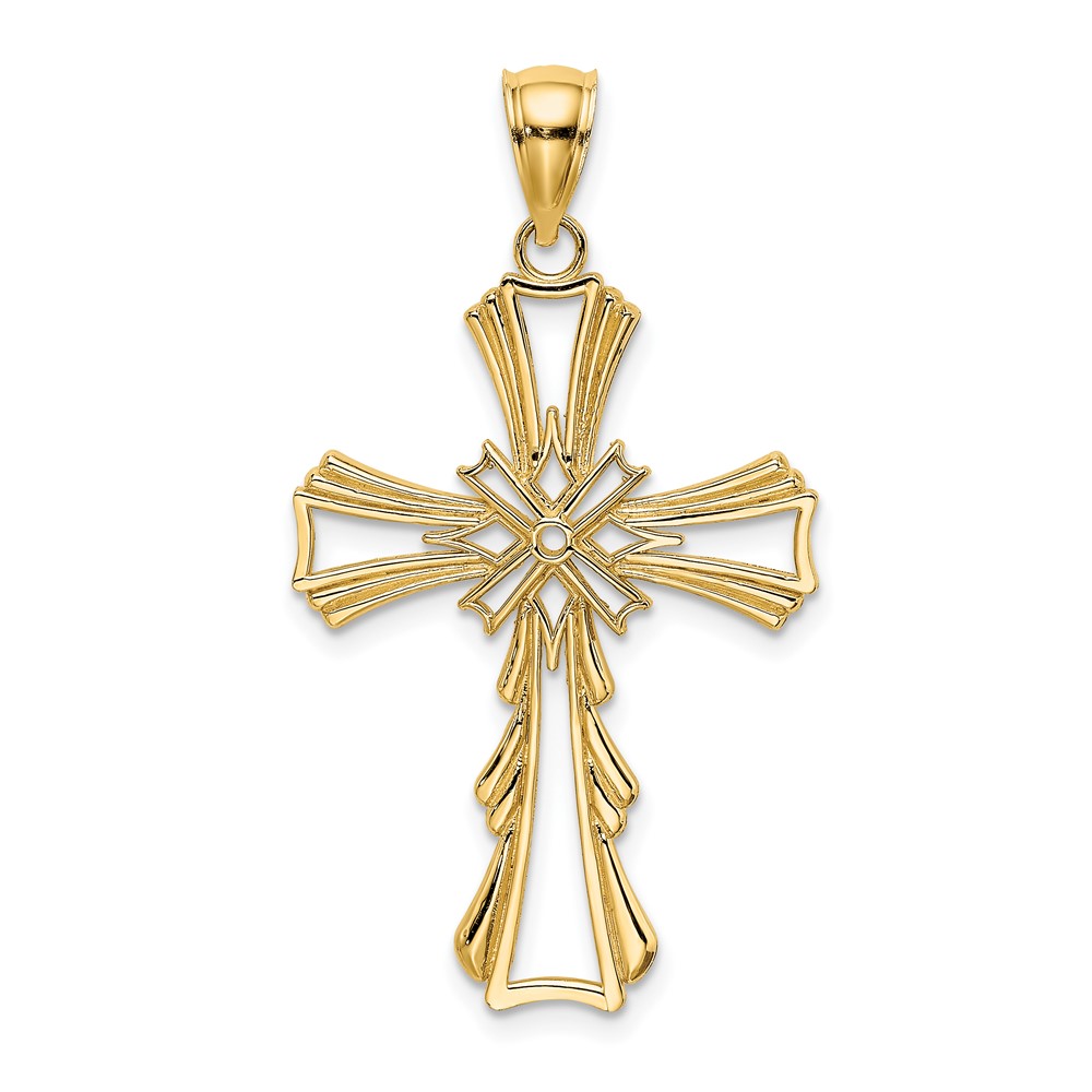 10K8341.jpg 10K Cut-Out w/ Teardrop Sides Cross Charm - Image 1