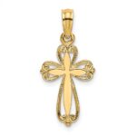 10K Polished and Cut-Out Engraved Cross Charm