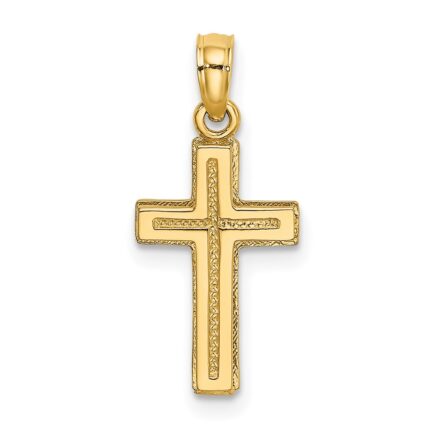 10K 2-D Polished Textured Cross Charm