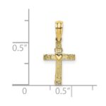 10K Textured Mini Cross w/ Heart Charm - Image 3