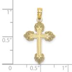 10K Polished and Textured Fancy Cross Charm - Image 3