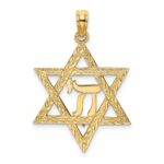 10K Star of David W/ Chai Center  Charm