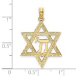 10K Star of David W/ Chai Center  Charm - Image 3